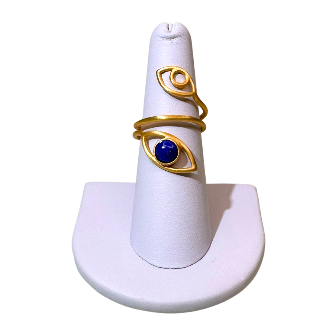 Lapis Lazuli Long Protective Eye Ring
