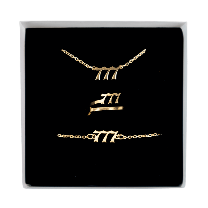 777 Angel Number Jewelry Set | 777 Number Necklace, Bracelet