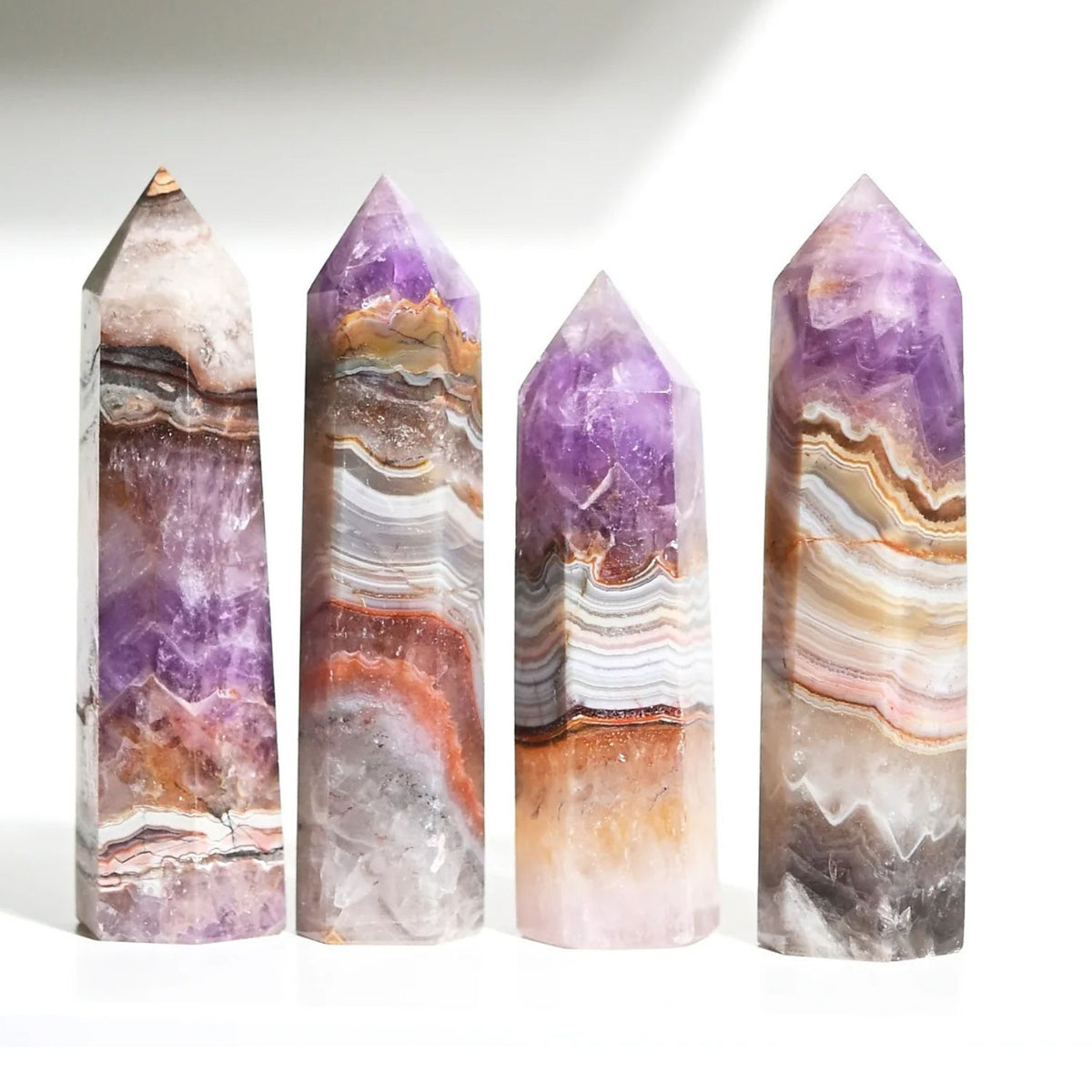 Crazy Lace Agate Amethyst Point