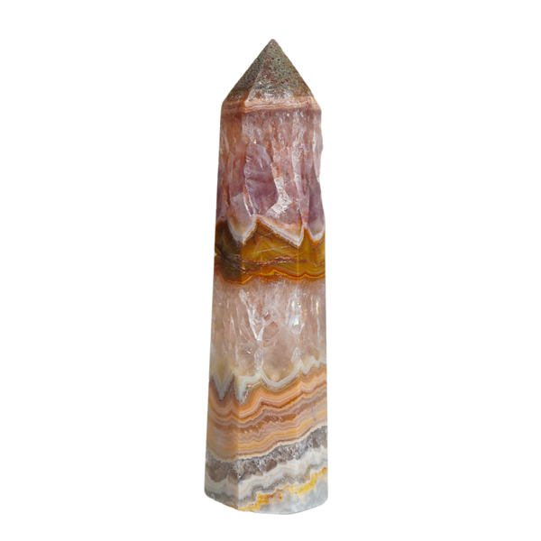 Crazy Lace Agate Amethyst Point