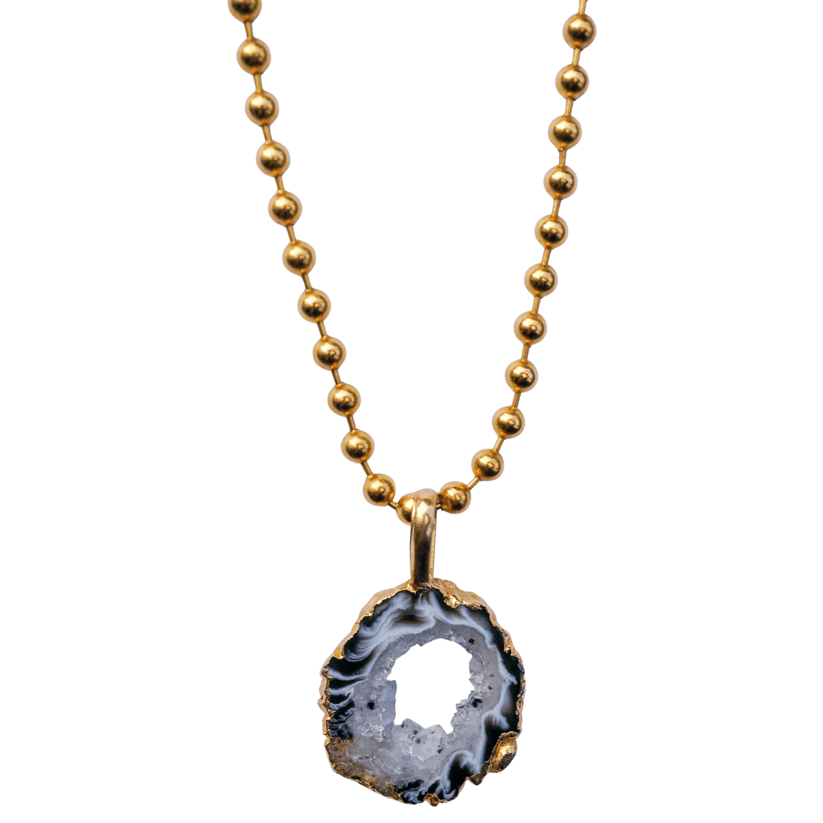 Agate Geode Ball Chain Necklace