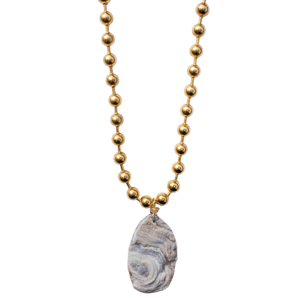 Agate Druzy Ball Chain Necklace