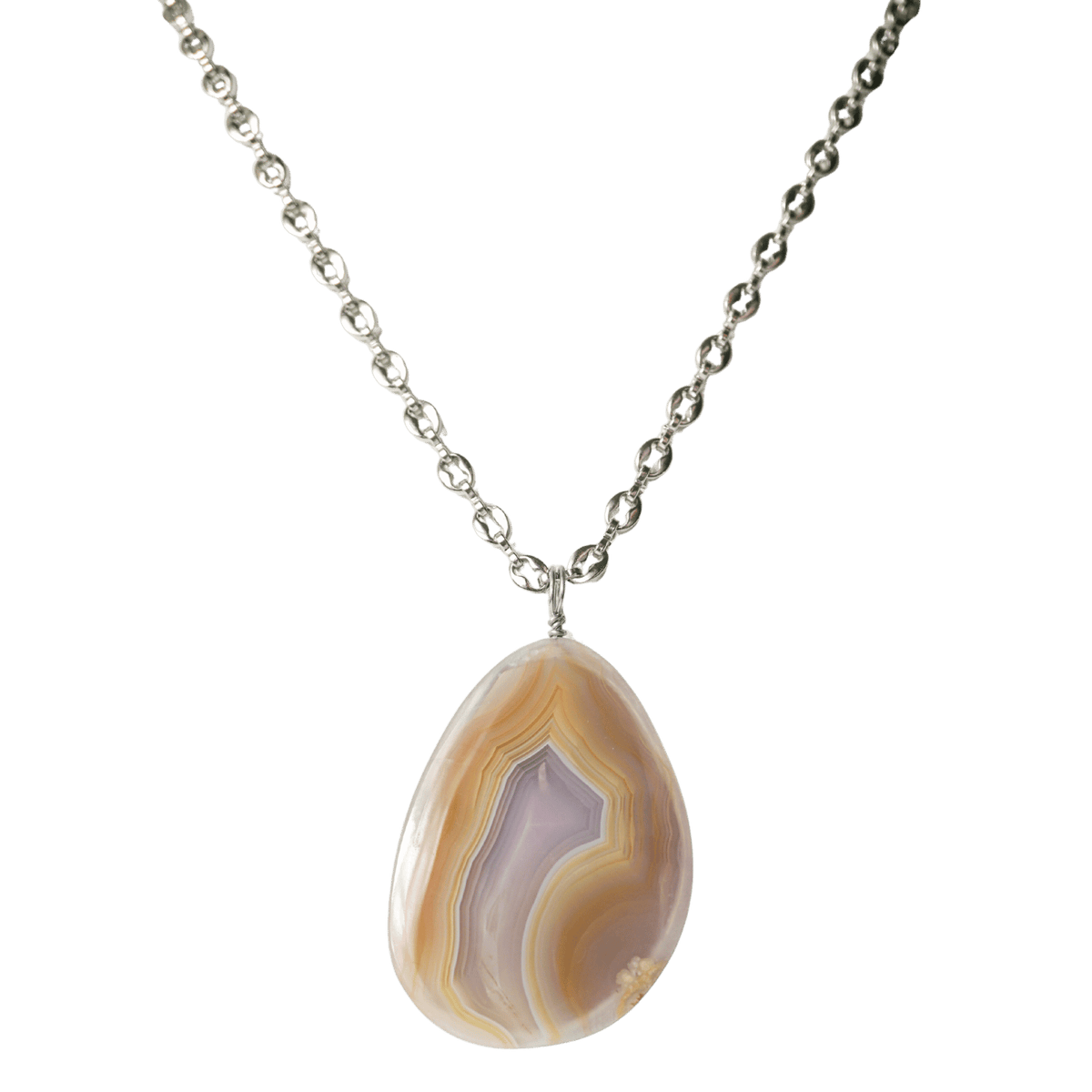 Purple Lace Agate Pendant Necklace