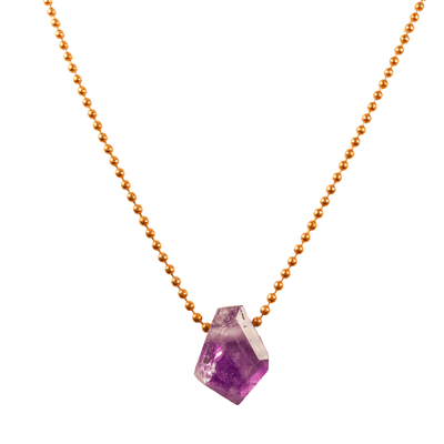 Amethyst with Copper Ball Chain Necklace