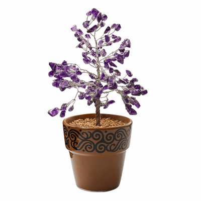 Amethyst Gem Tree with Triple Moon Pot