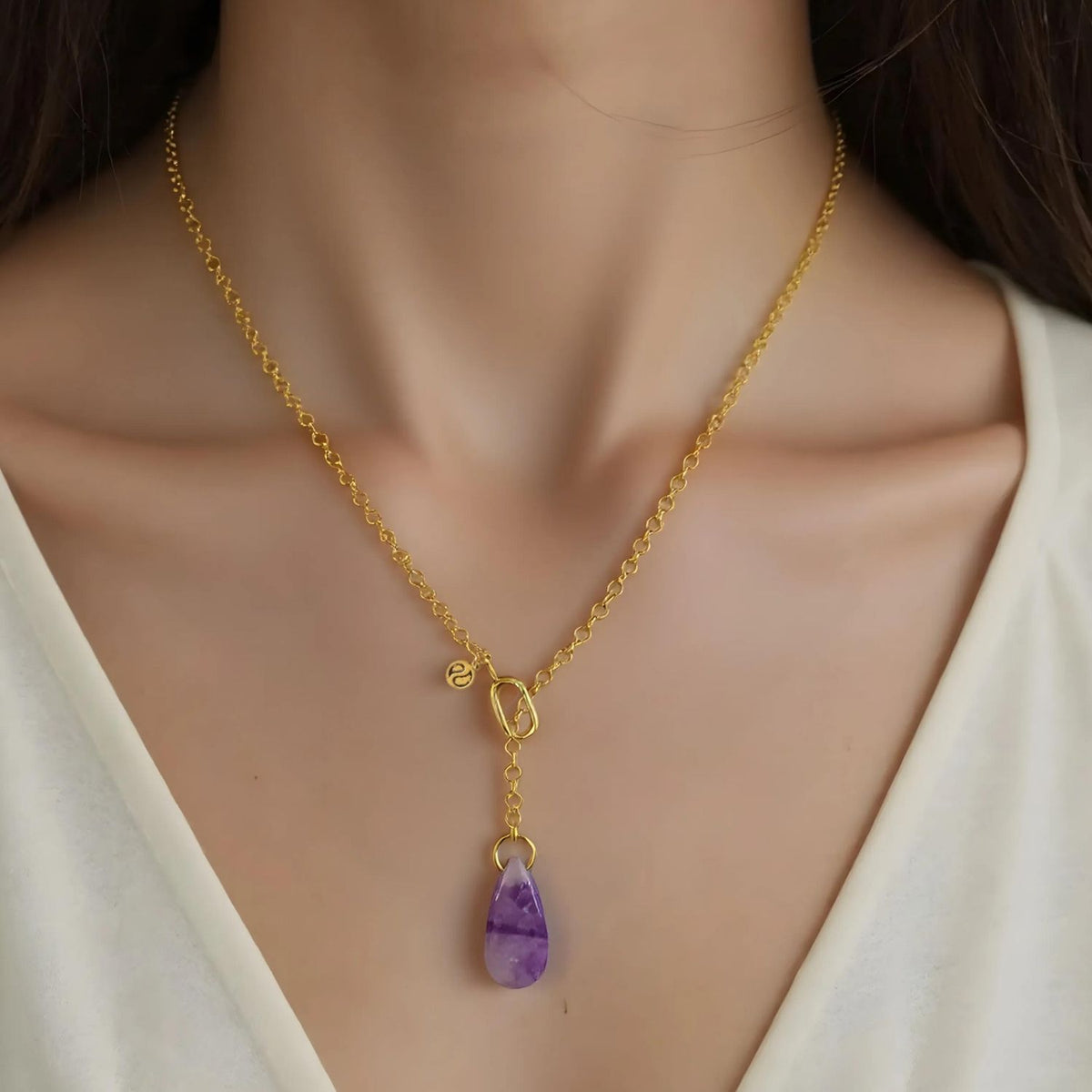 Amethyst Lariat Necklace