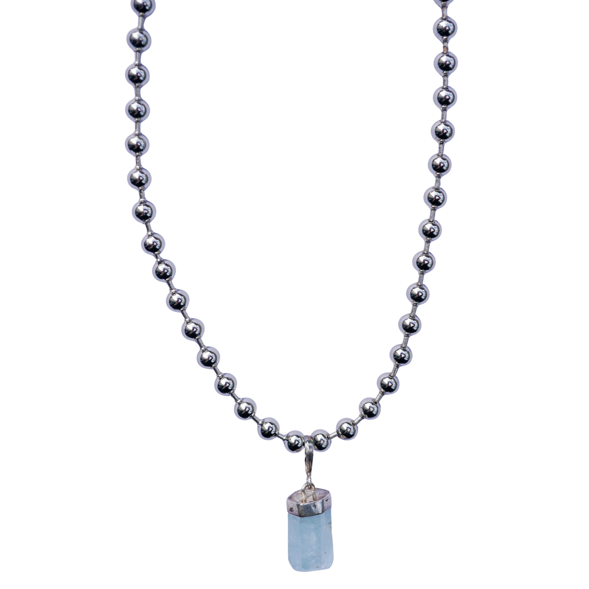 Aquamarine Ball Chain Necklace