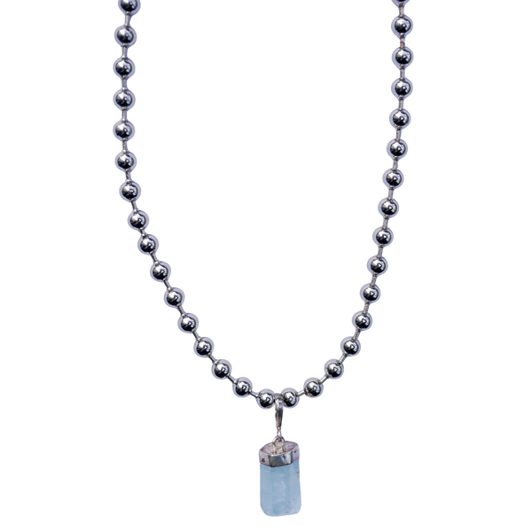 Aquamarine Ball Chain Necklace