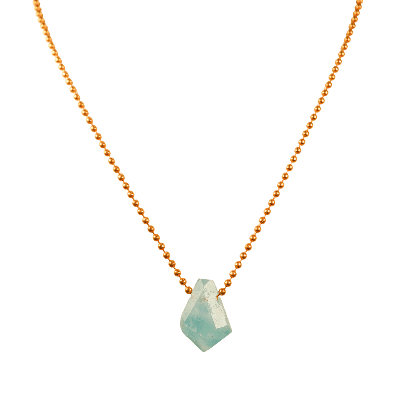 Aquamarine with Copper Ball Chain Necklace
