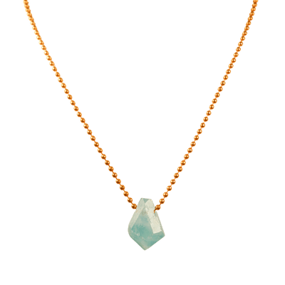 Aquamarine with Copper Ball Chain Necklace