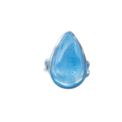 Aquamarine Teardrop Sterling Silver Ring