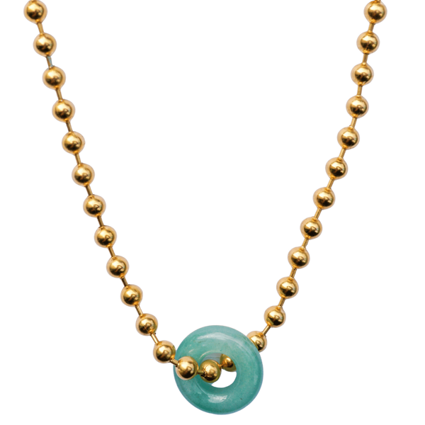 Aventurine Donut Ball Chain Necklace