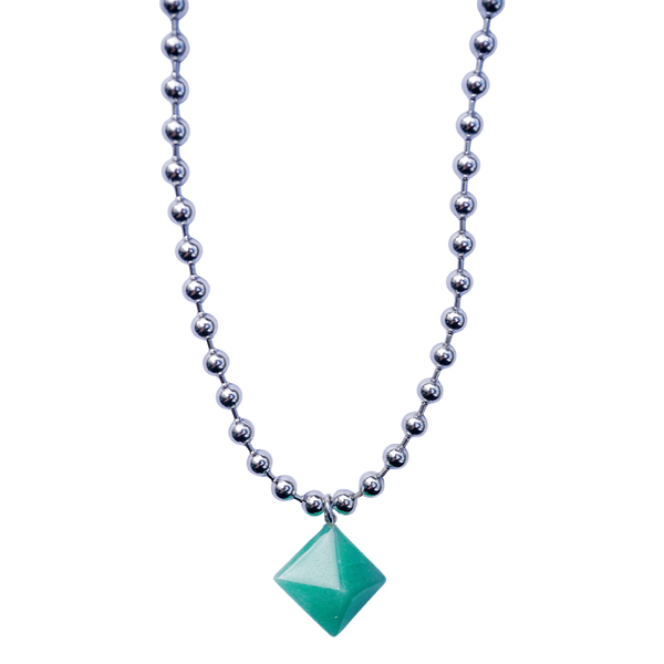 Aventurine Pyramid Ball Chain Necklace