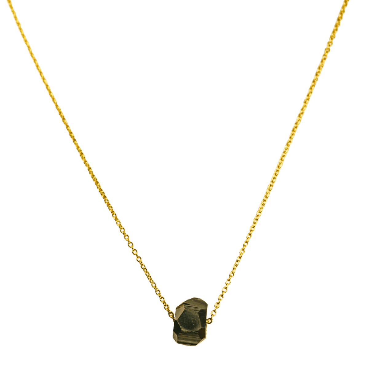 Black Tourmaline with Mini Link Gold Chain Necklace