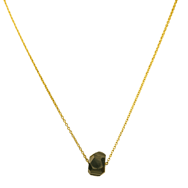 Black Tourmaline with Mini Link Gold Chain Necklace