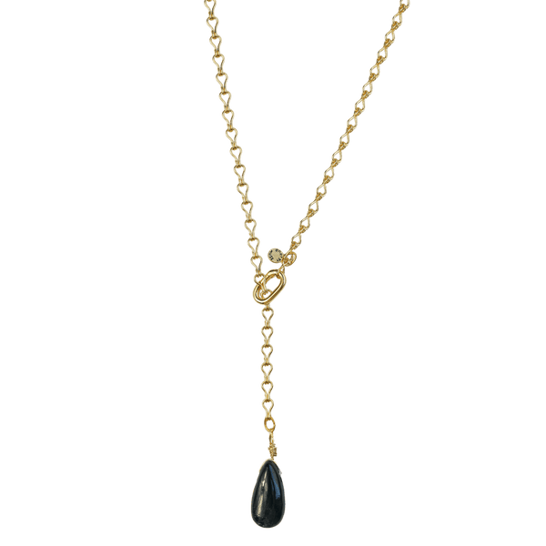 Black Tourmaline Lariat Necklace