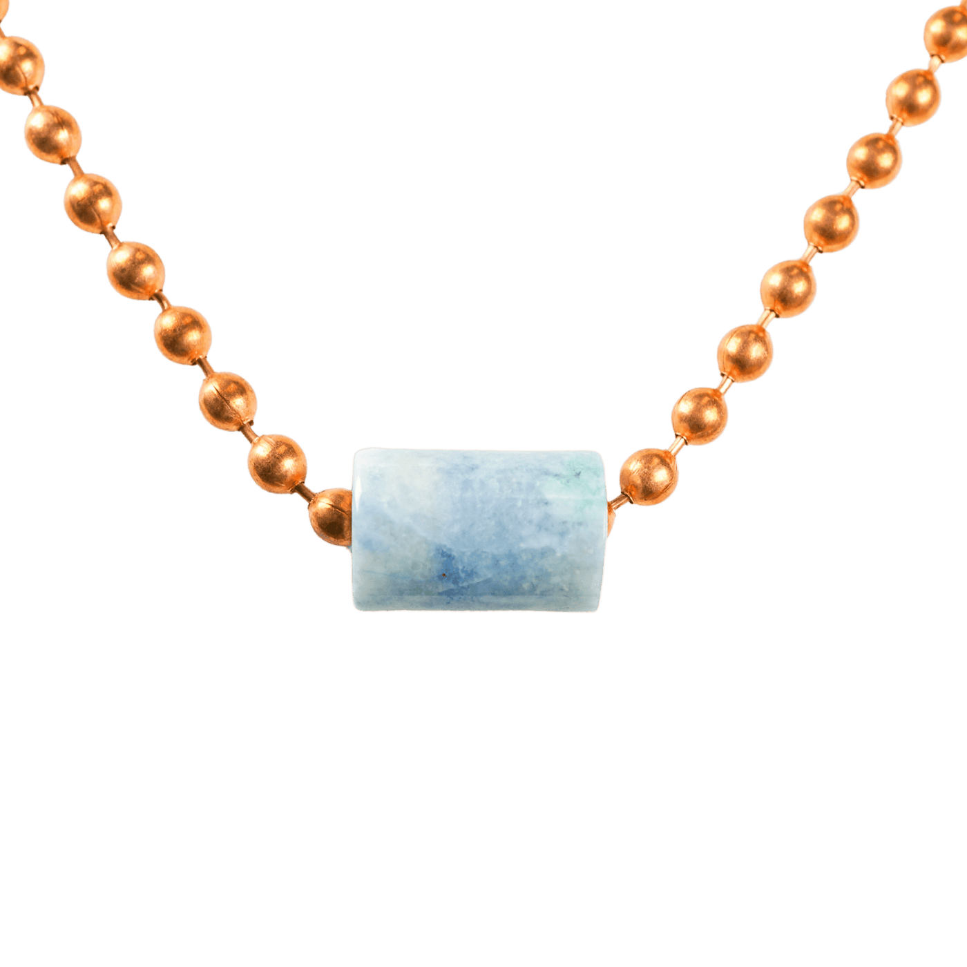 Blue Guatemalan Jade with Copper Ball Chain Necklace
