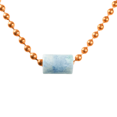 Blue Guatemalan Jade with Copper Ball Chain Necklace