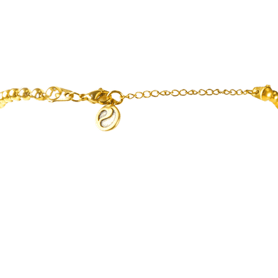 Blue Guatemalan Jade with Gold Ball Chain Necklace