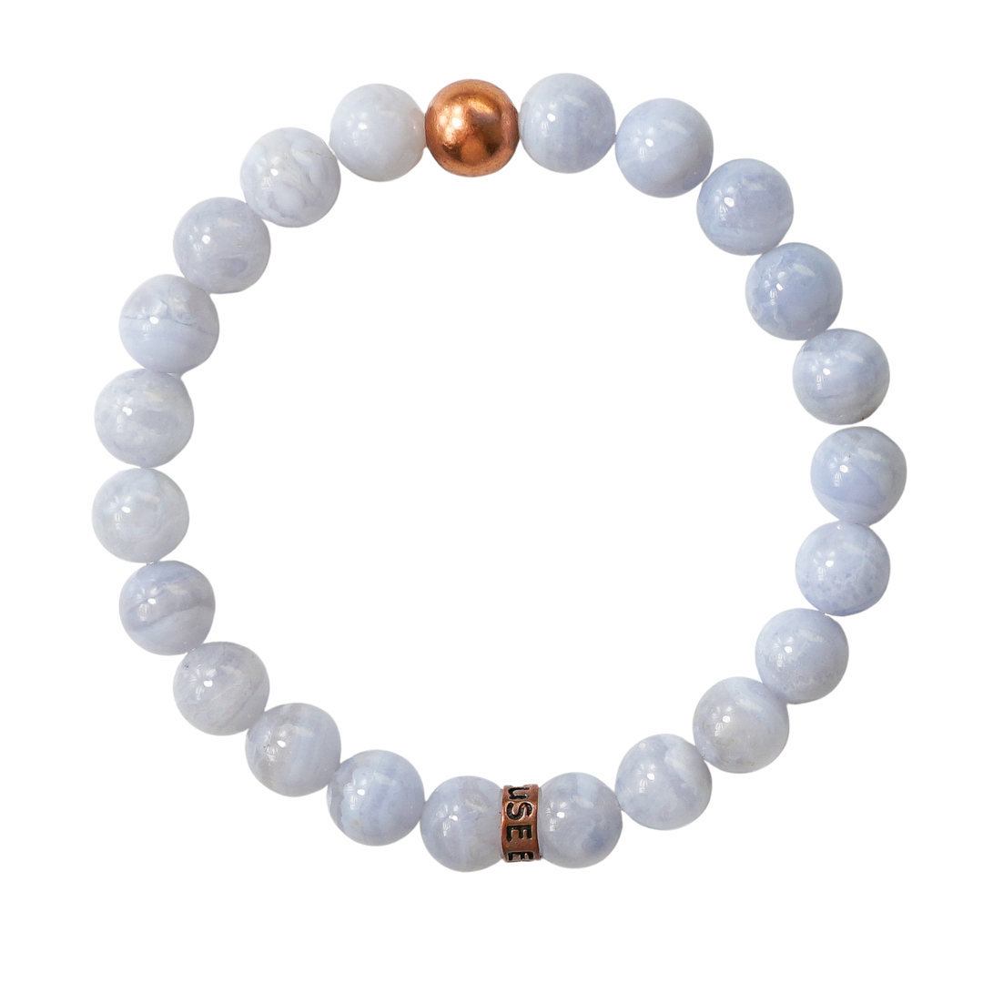 Blue Lace Agate Bracelet with Copper Bead | Calm – Energy Muse