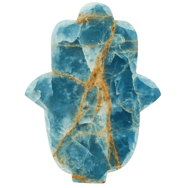 Blue Lemurian Calcite Hamsa