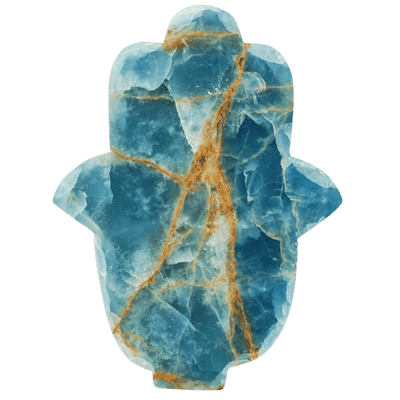 Blue Lemurian Calcite Hamsa