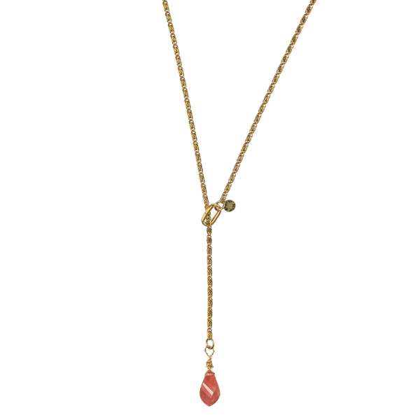 Cherry Quartz Lariat Necklace