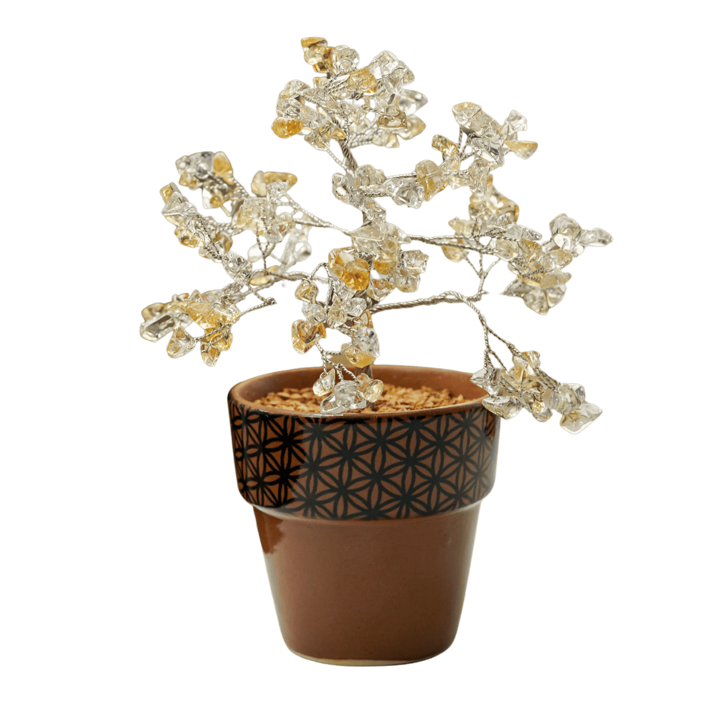 Citrine Gem Tree with Flower of Life Pot