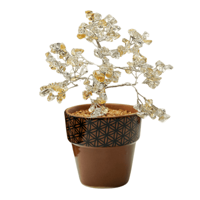 Citrine Gem Tree with Flower of Life Pot