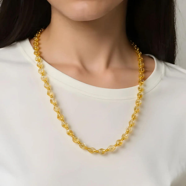 Faceted Citrine Gold Necklace