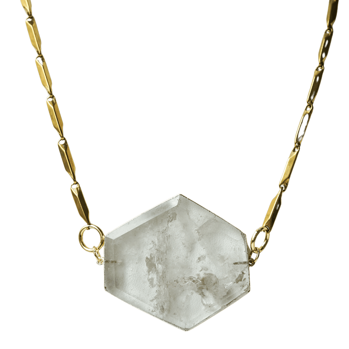 Clear Quartz Plate Pendant Necklace