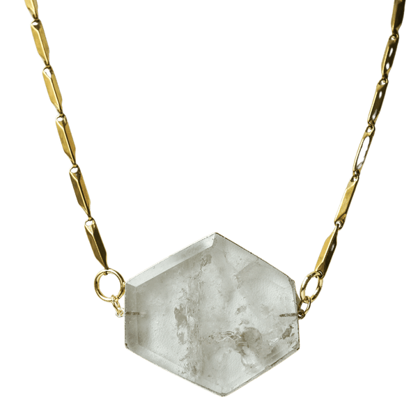 Clear Quartz Plate Pendant Necklace