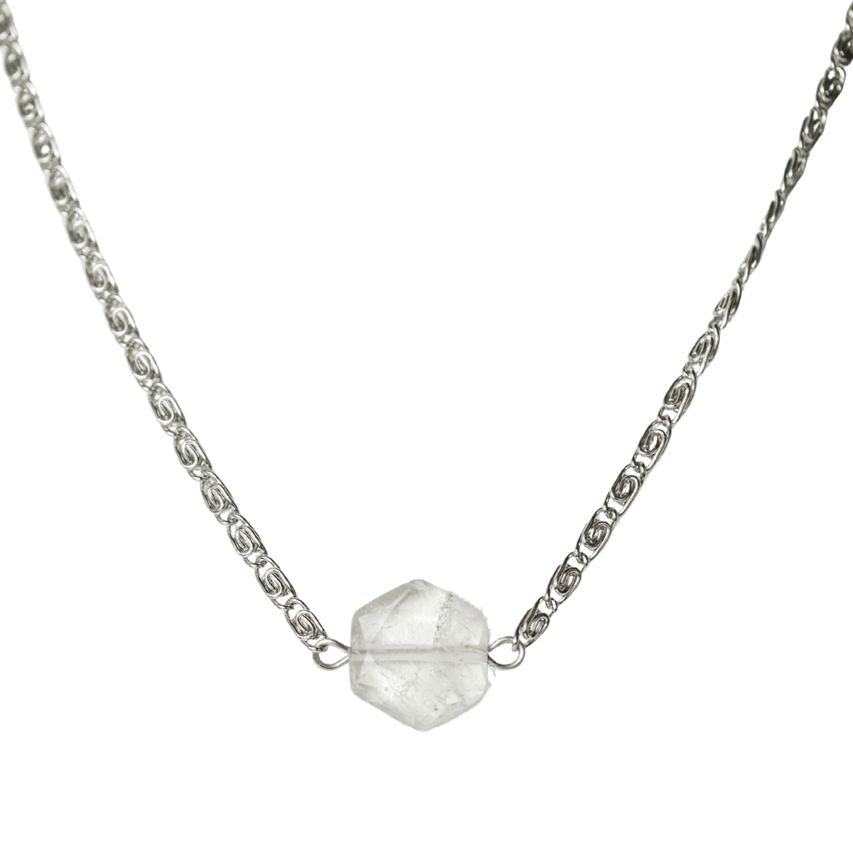 Clear Quartz Hexagon Pendant Necklace
