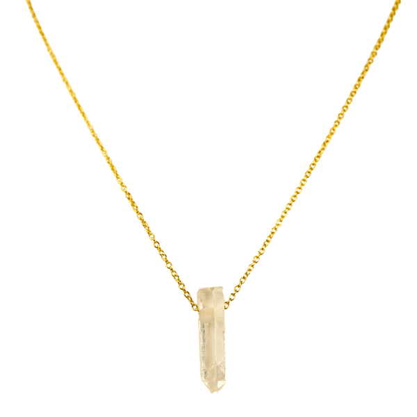 Clear Quartz with Mini Link Gold Chain Necklace