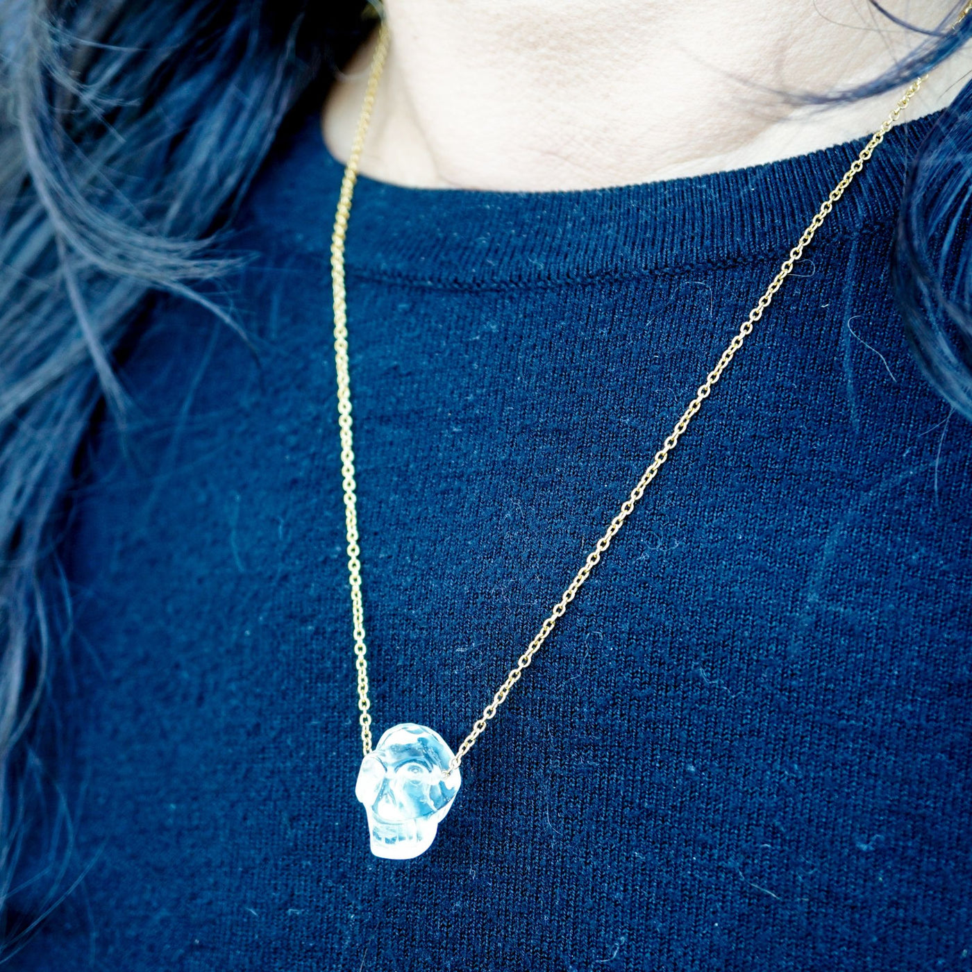 Clear Quartz Skull Necklace