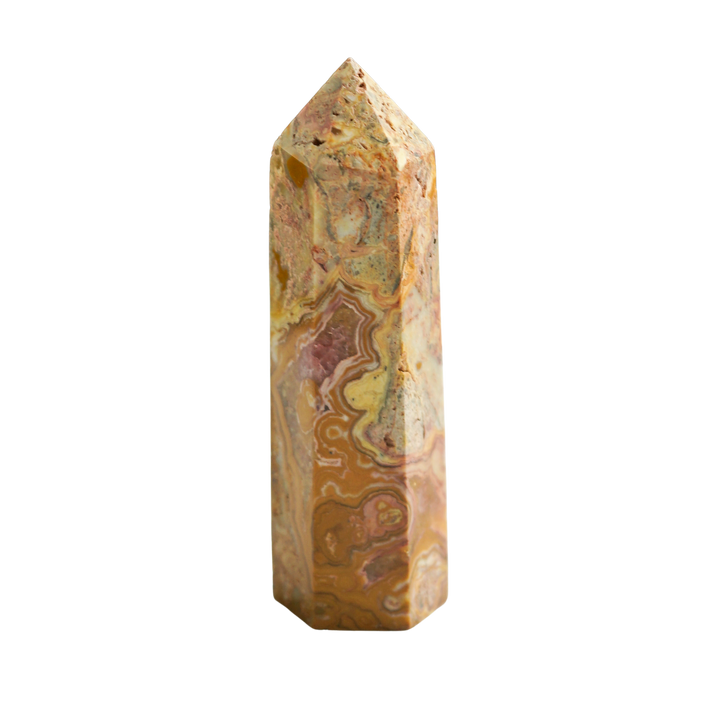 Crazy Lace Agate Point – Optimism & Action Crystal | Energy Muse