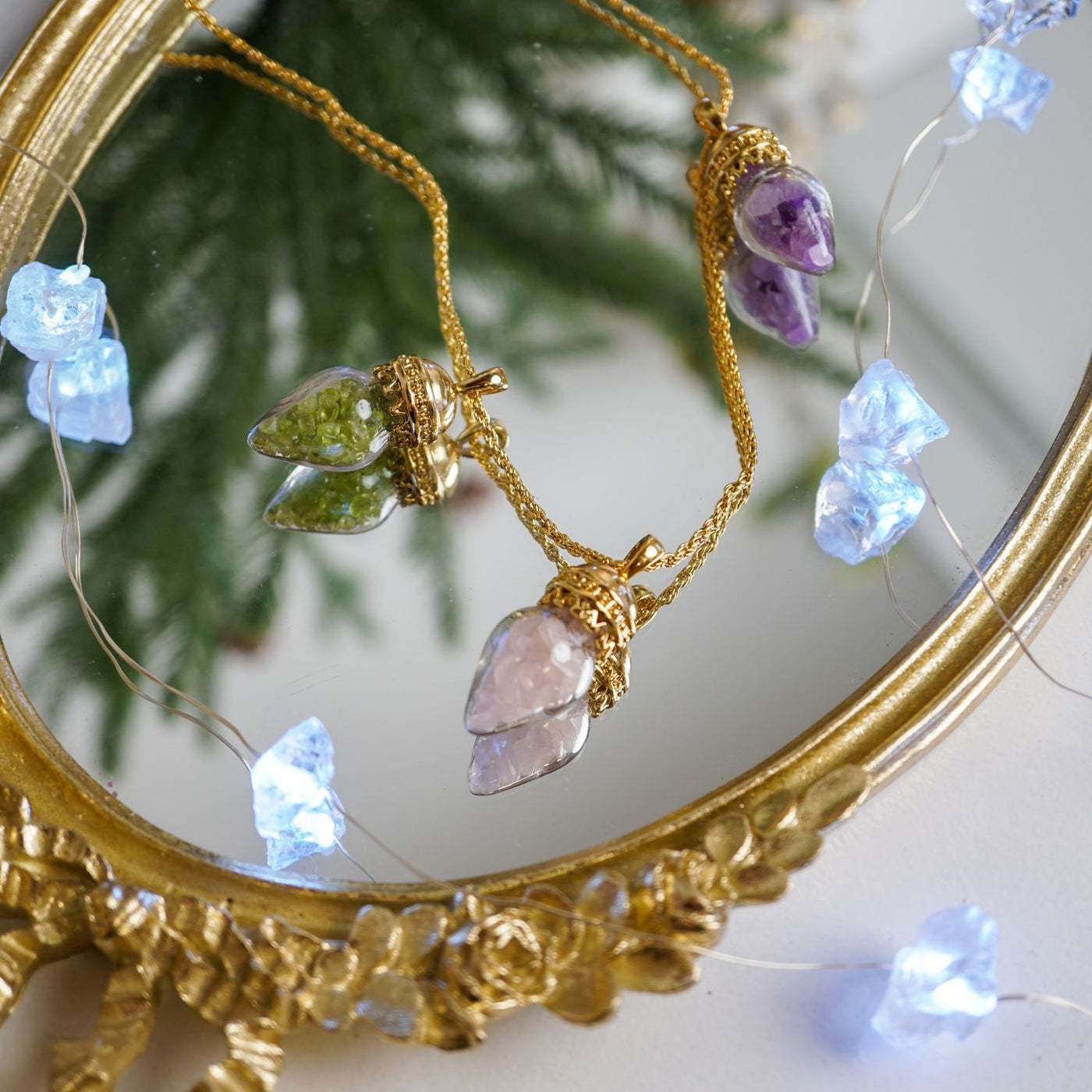 Crystal Chip Ornament Necklace