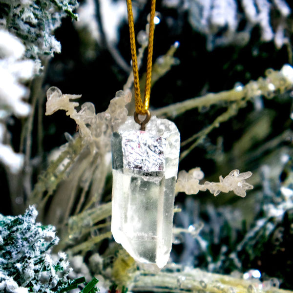 Set of 4 Clear Quartz Point Ornaments