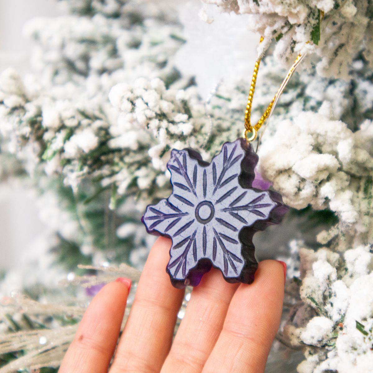Set of 4 Crystal Snowflake Ornaments