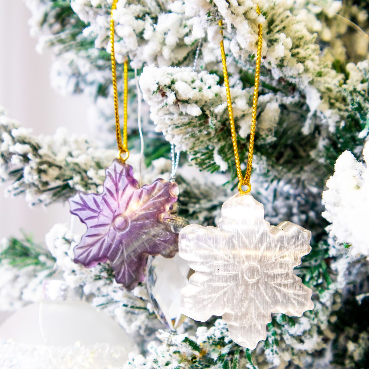 Set of 4 Crystal Snowflake Ornaments