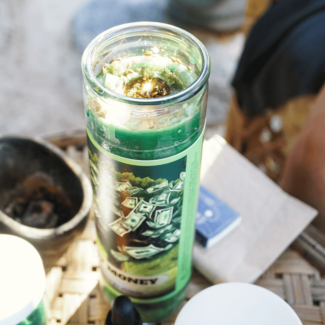 christmas tree candle with money inside Fast Money Candle for Wealth & Success