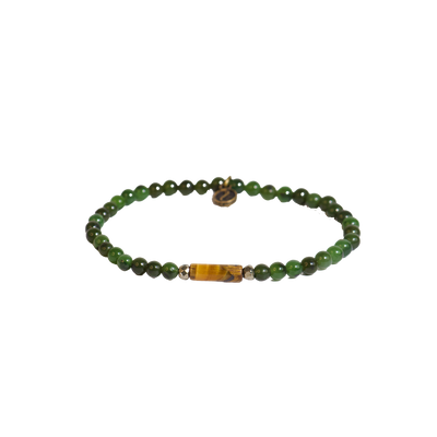 product view of genuine jade, tiger's eye and pyrite Financial Advisor Bracelet by Energy Muse
