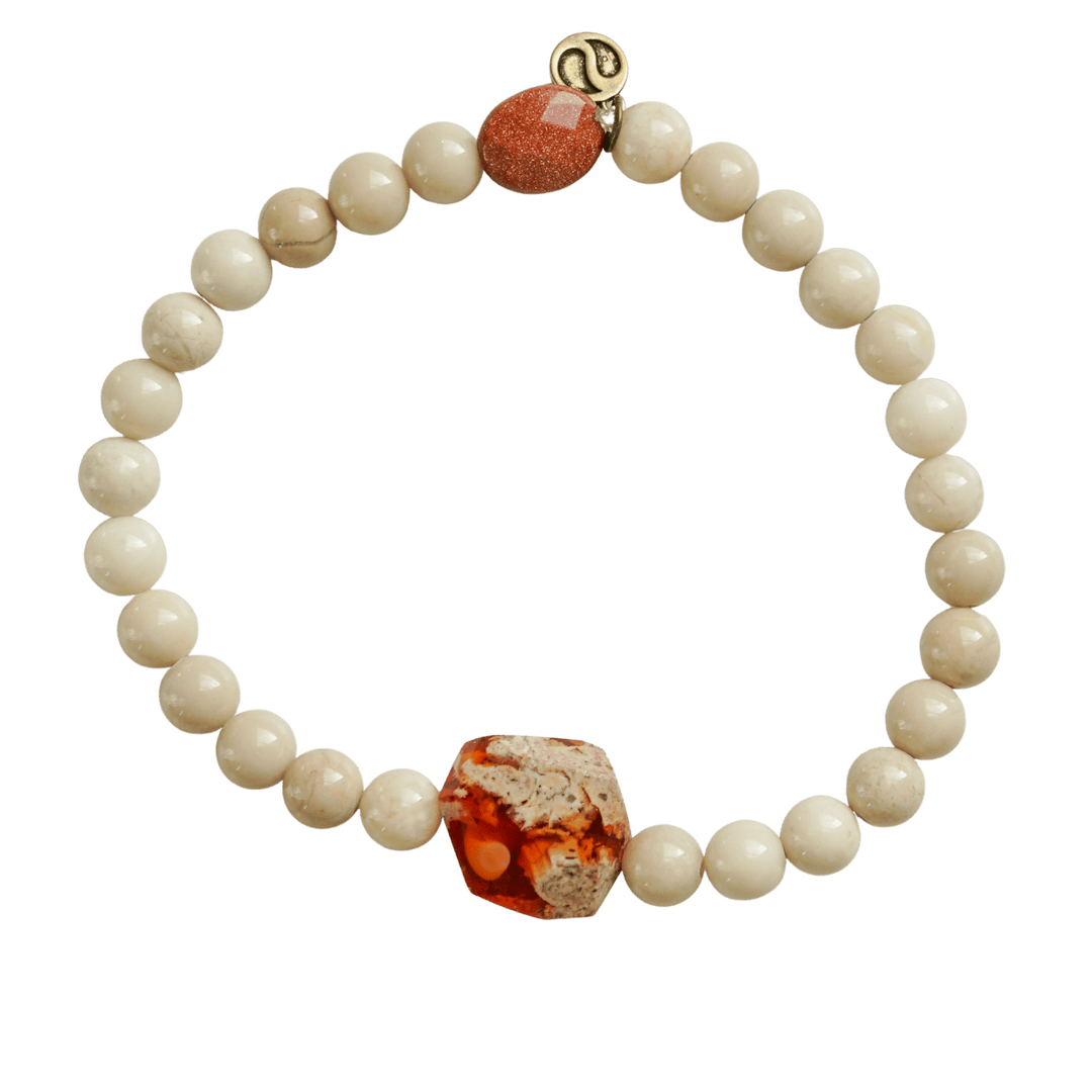 Fire Bracelet with Fire Agate & Riverstone | Energy Muse