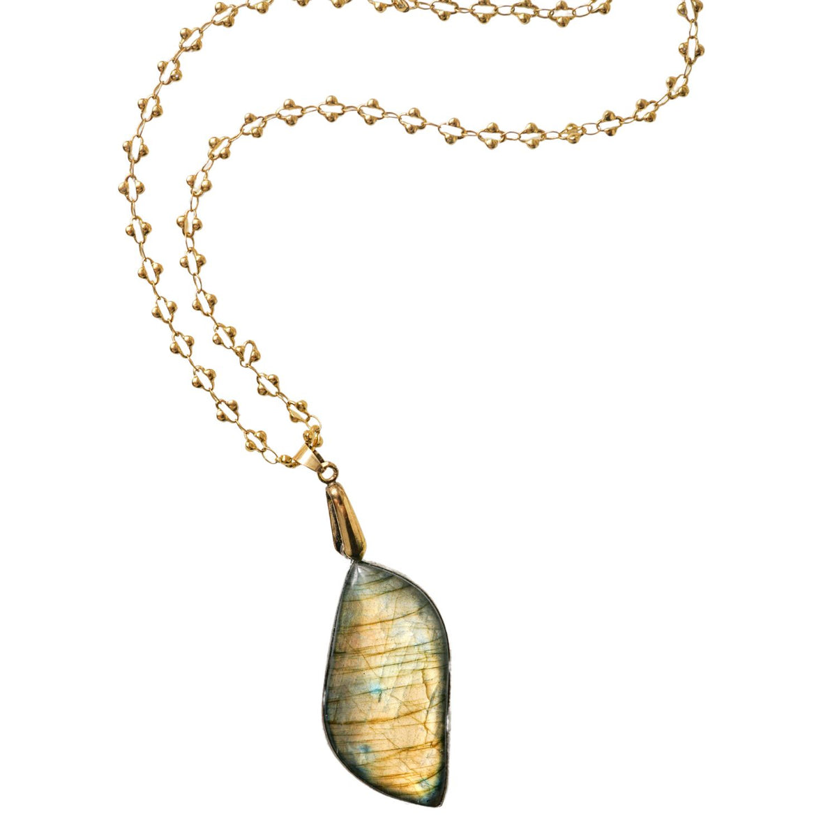 Gold Labradorite Pendant Necklace