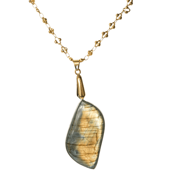 Gold Labradorite Pendant Necklace