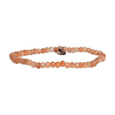 product view of genuine Golden Sunstone mini gemstone dainty stretch bracelet by Energy Muse
