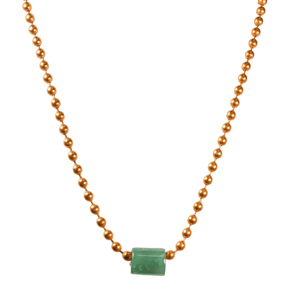 Green Guatemalan Jade with Copper Ball Chain Necklace