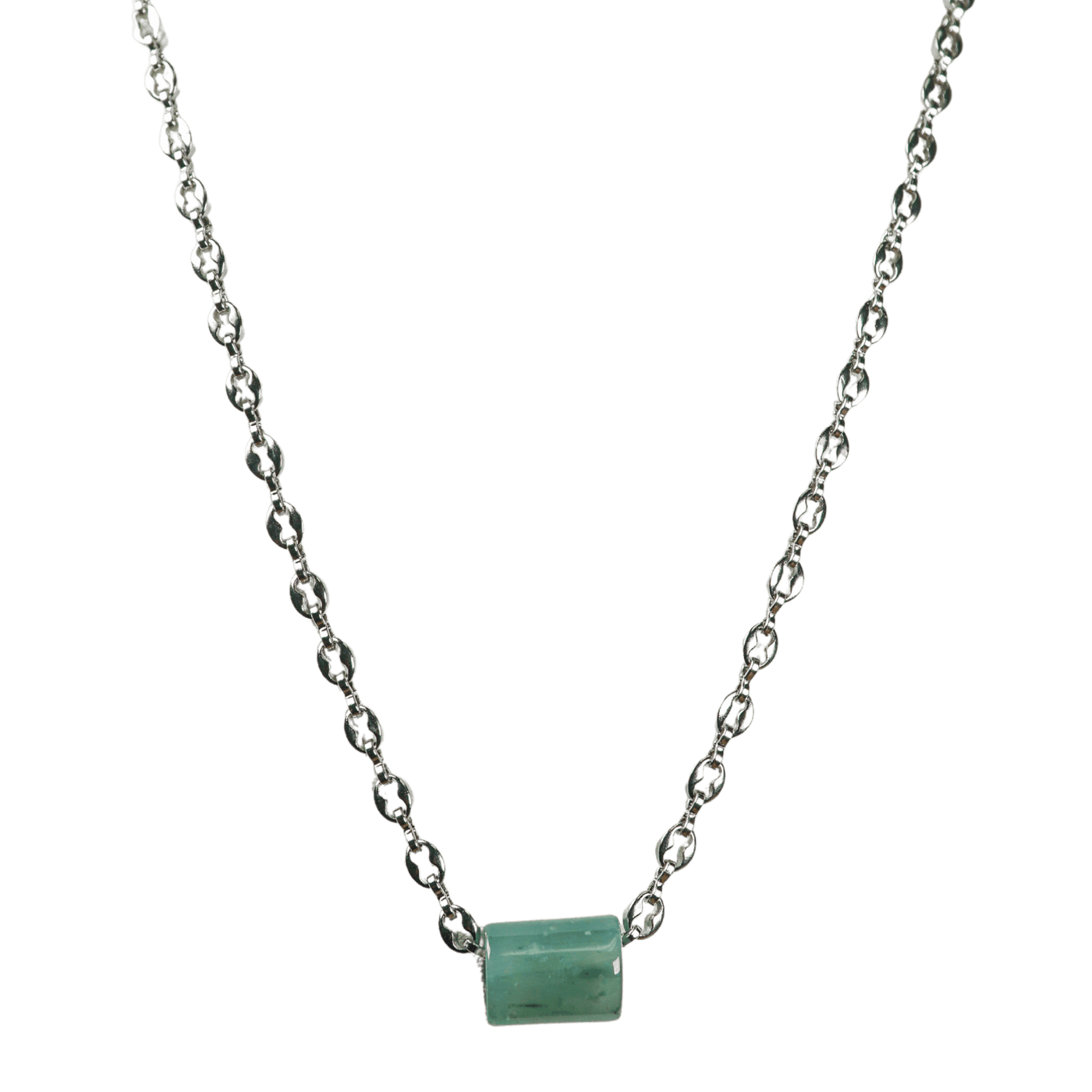 Green Guatemalan Jade with Silver Pop Top Chain Necklace