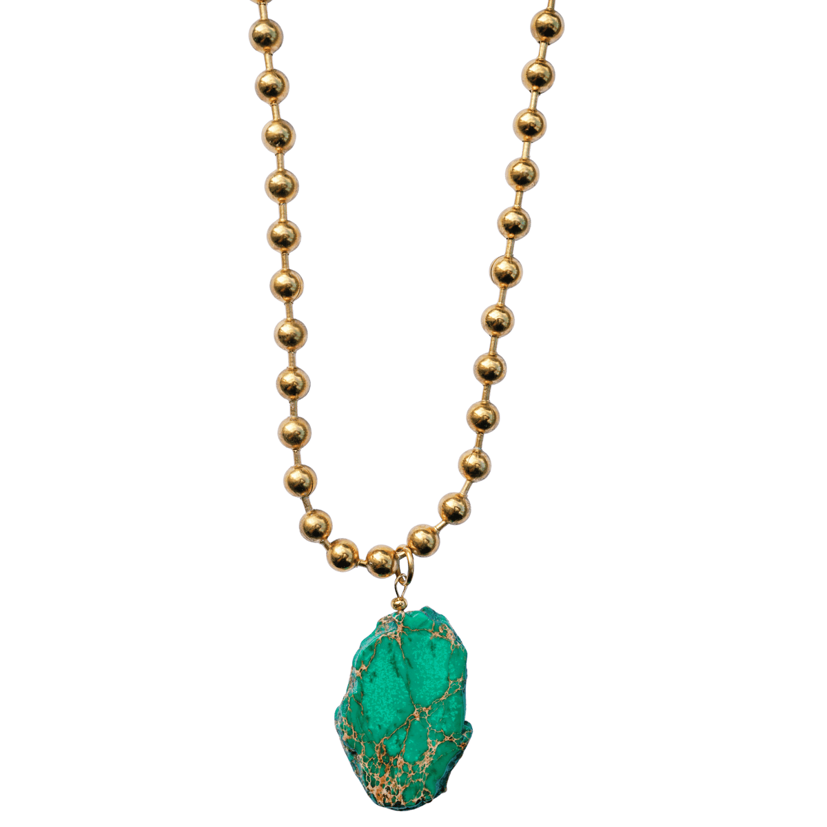 Green Imperial Jasper Ball Chain Necklace