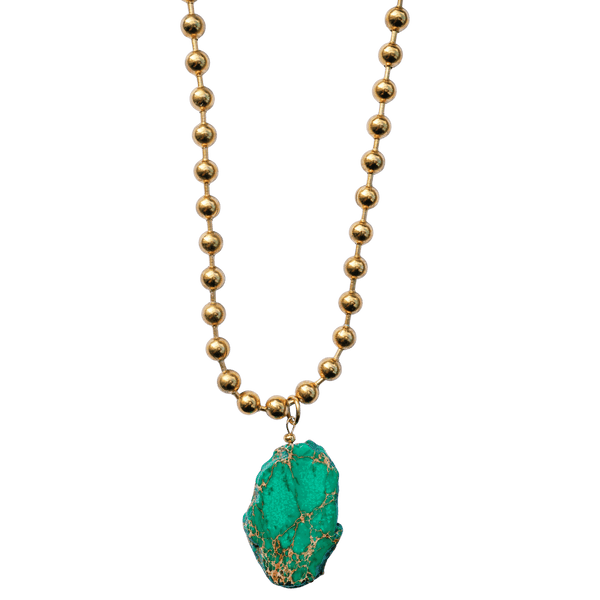 Green Imperial Jasper Ball Chain Necklace